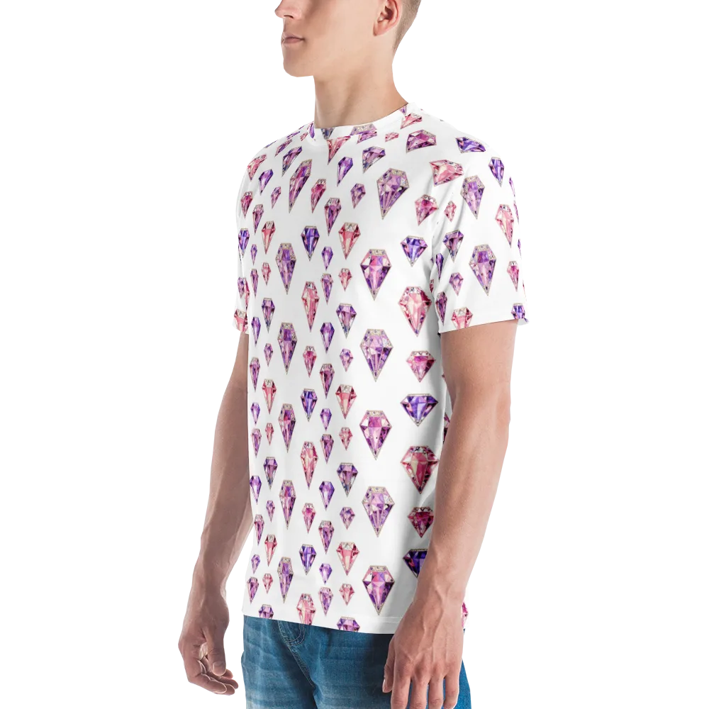 Amethyst Confetti on Men's Crew Neck T-Shirt — Left