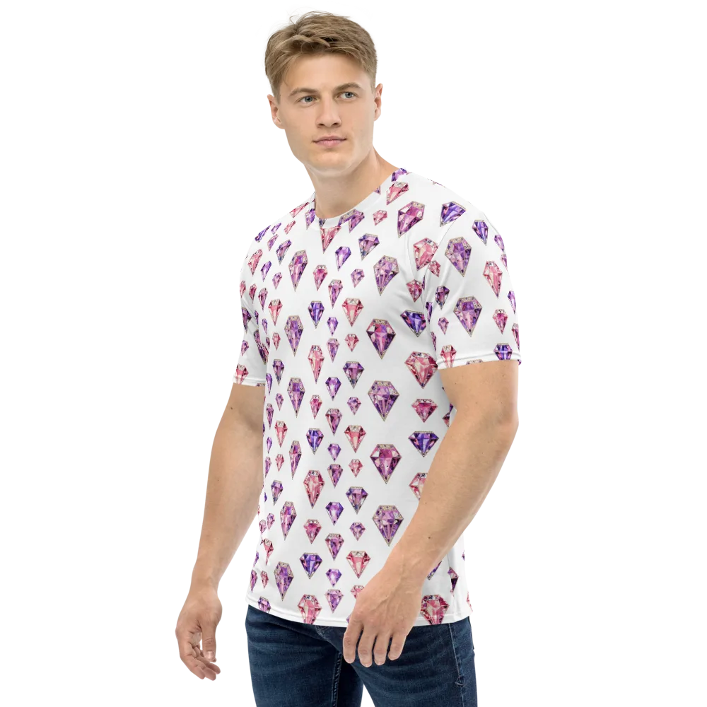 Amethyst Confetti on Men's Crew Neck T-Shirt — Left