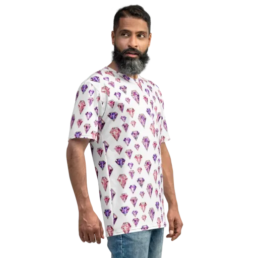 Amethyst Confetti on a Men's Crew Neck T-Shirt
