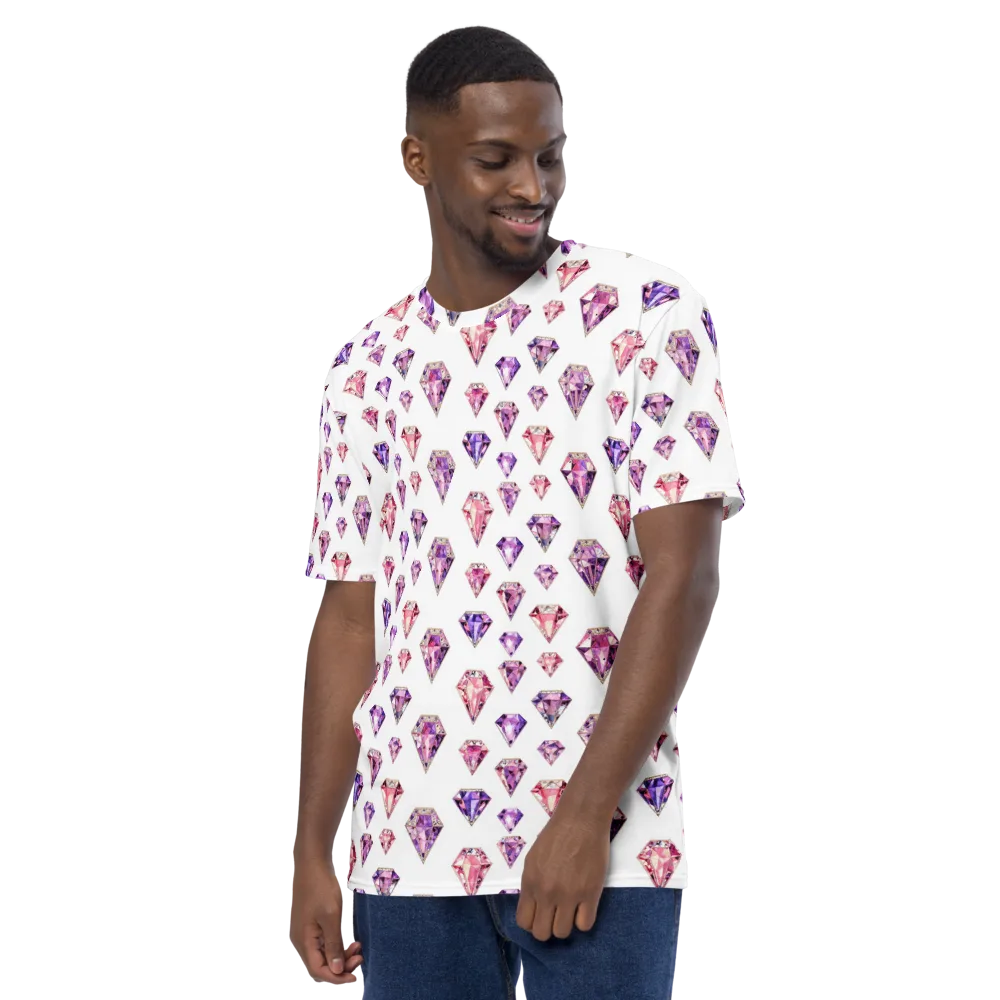 Amethyst Confetti on Men's Crew Neck T-Shirt — Left