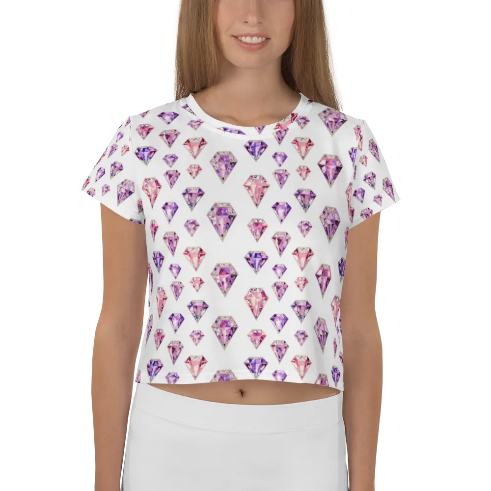 Amethyst Confetti on Crop Tee — Front