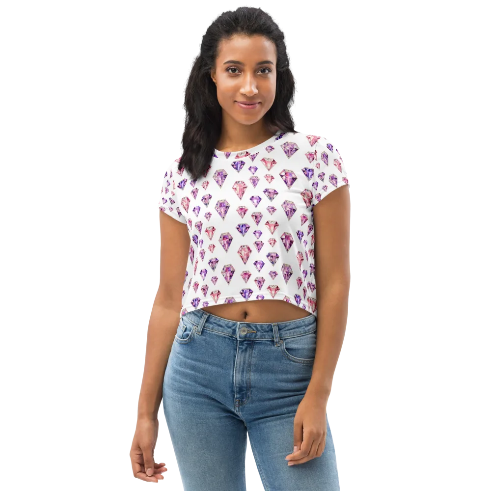 Amethyst Confetti on Crop Tee — Front