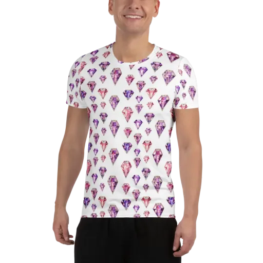 Amethyst Confetti on a Men's Athletic T-Shirt