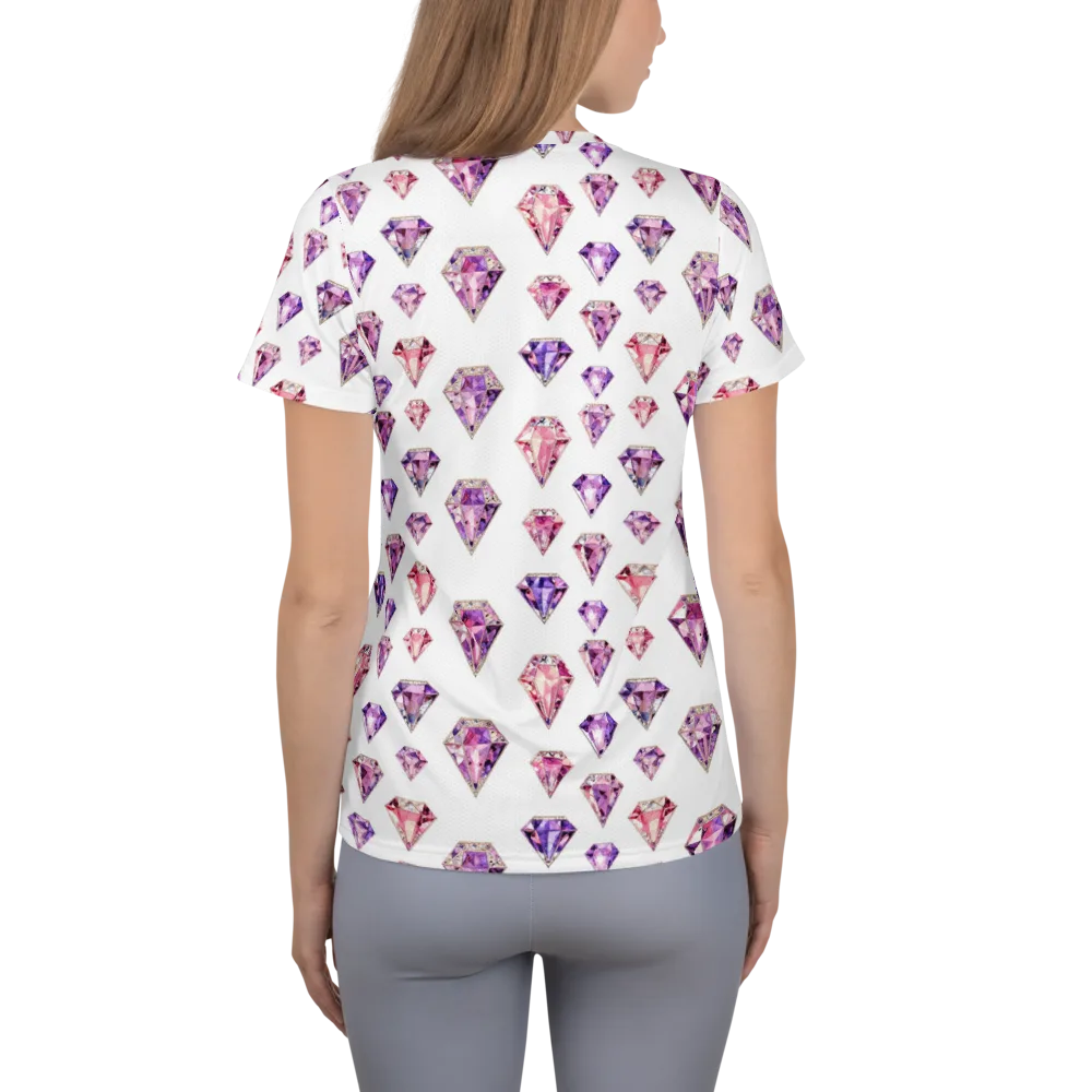 Amethyst Confetti on Women's Athletic T-Shirt — Back