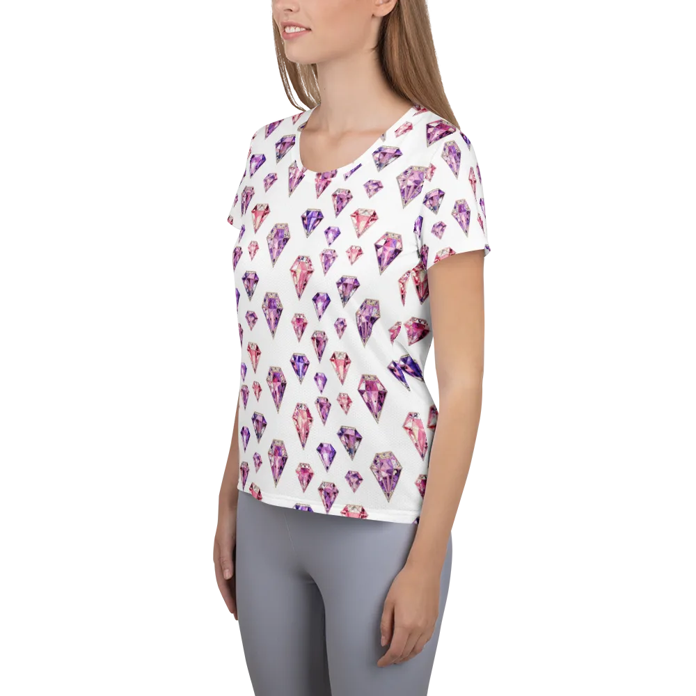 Amethyst Confetti on Women's Athletic T-Shirt — Left