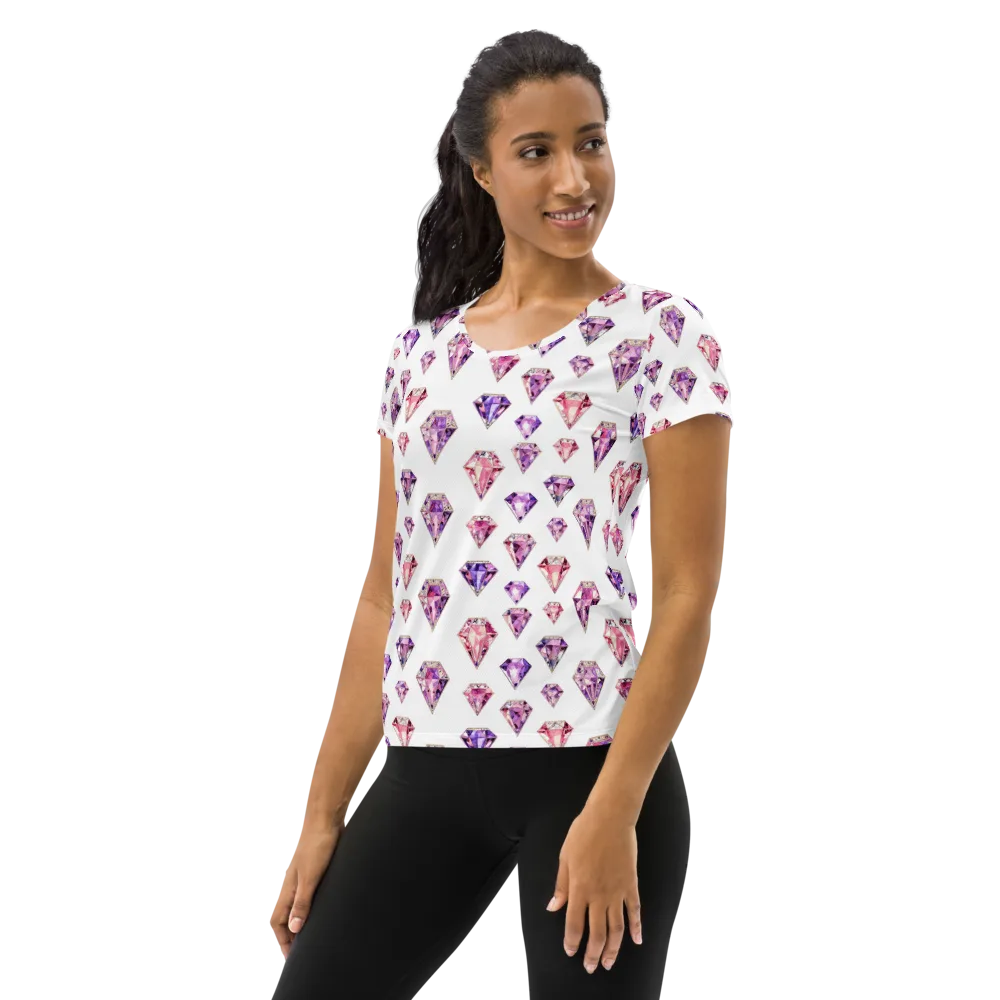 Amethyst Confetti on Women's Athletic T-Shirt — Left
