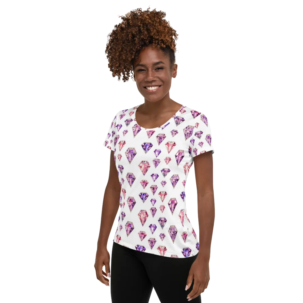 Amethyst Confetti on Women's Athletic T-Shirt — Left
