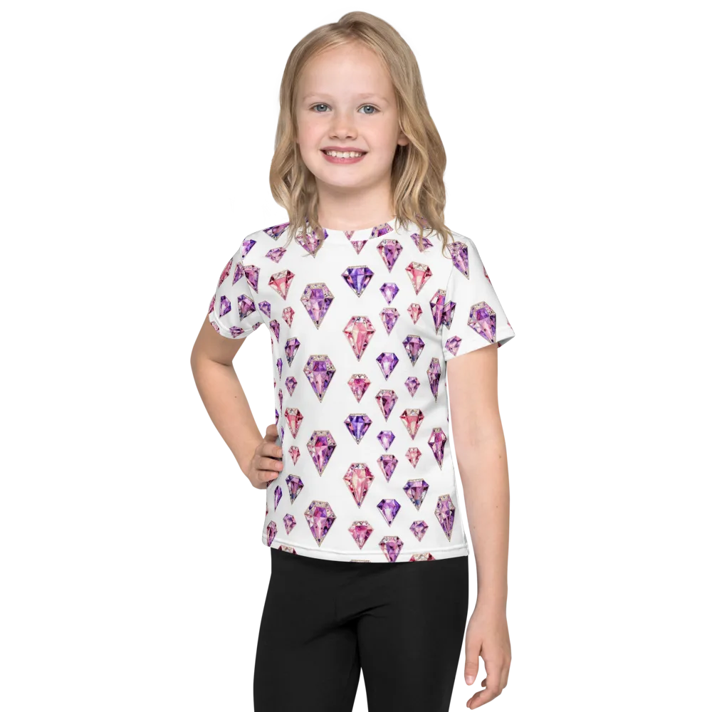 Amethyst Confetti on Kids Crew Neck T-Shirt — Front