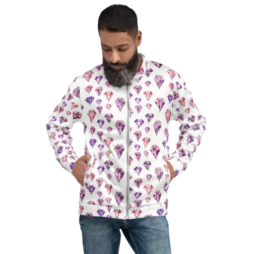 Amethyst Confetti on a Bomber Jacket