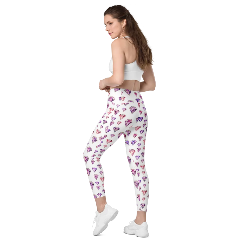 Amethyst Confetti on Leggings with Pockets — Left Back