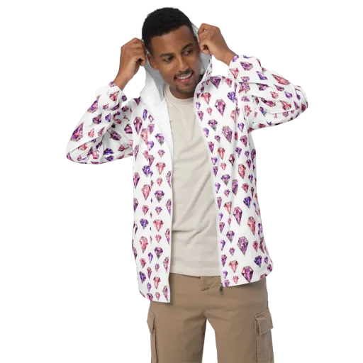 Amethyst Confetti on a Men's Windbreaker