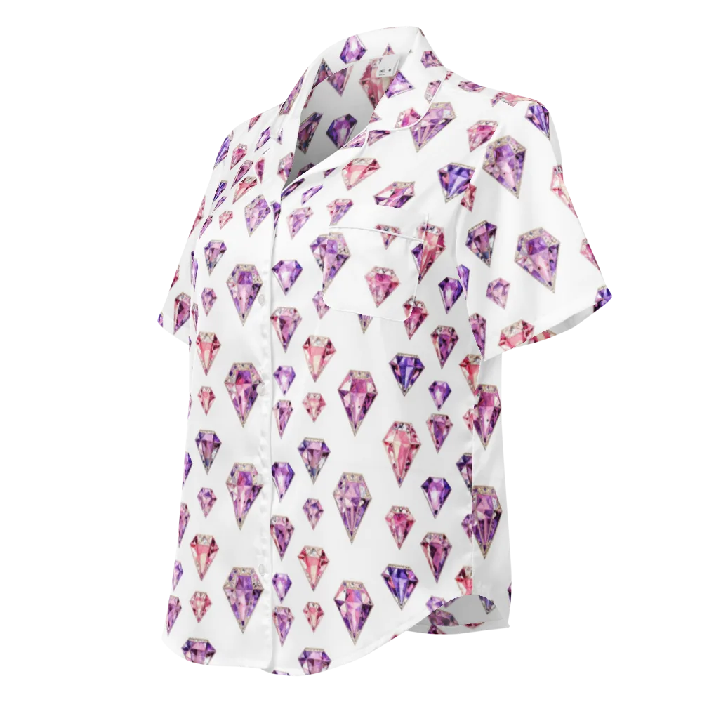 Amethyst Confetti on Women's Short Sleeve Pajama Top — Left Front