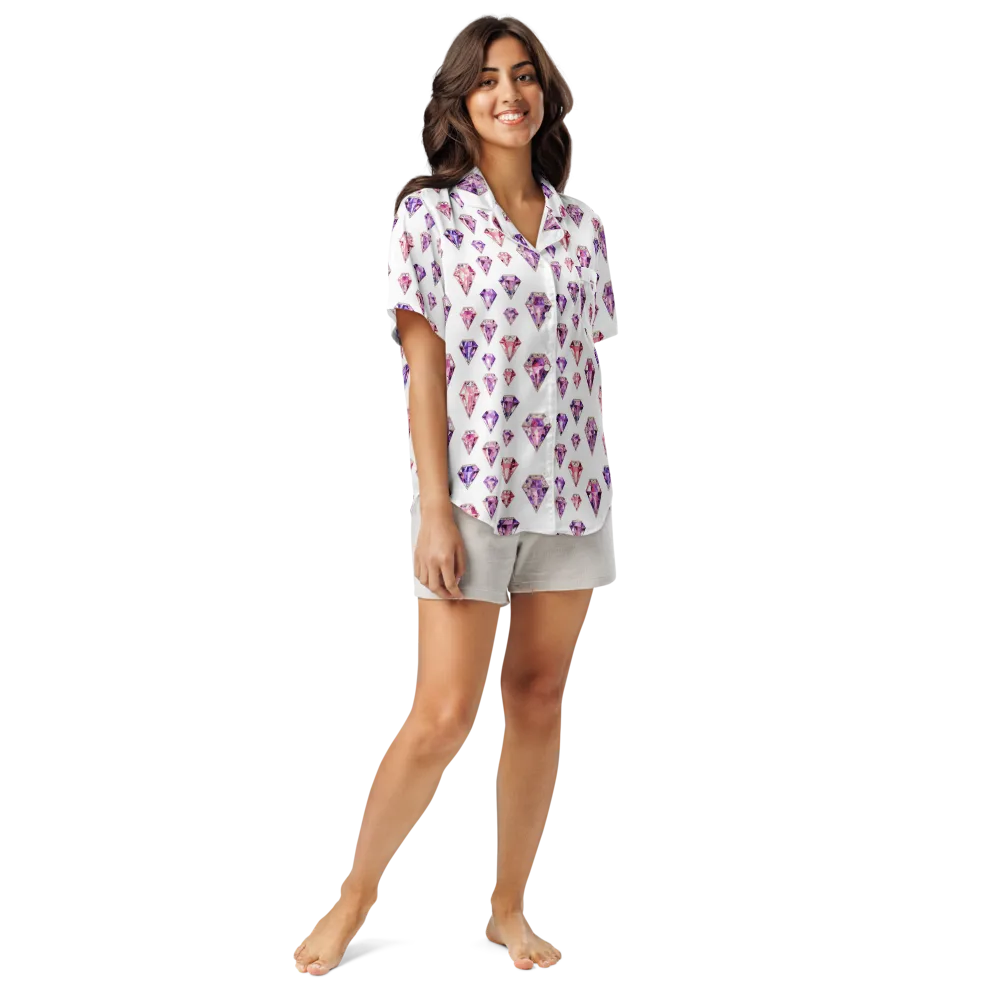 Amethyst Confetti on Women's Short Sleeve Pajama Top — Front