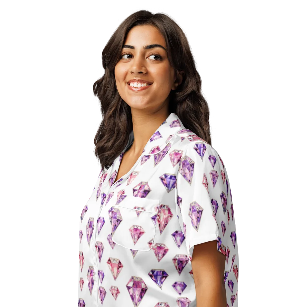 Amethyst Confetti on Women's Short Sleeve Pajama Top — Left Front