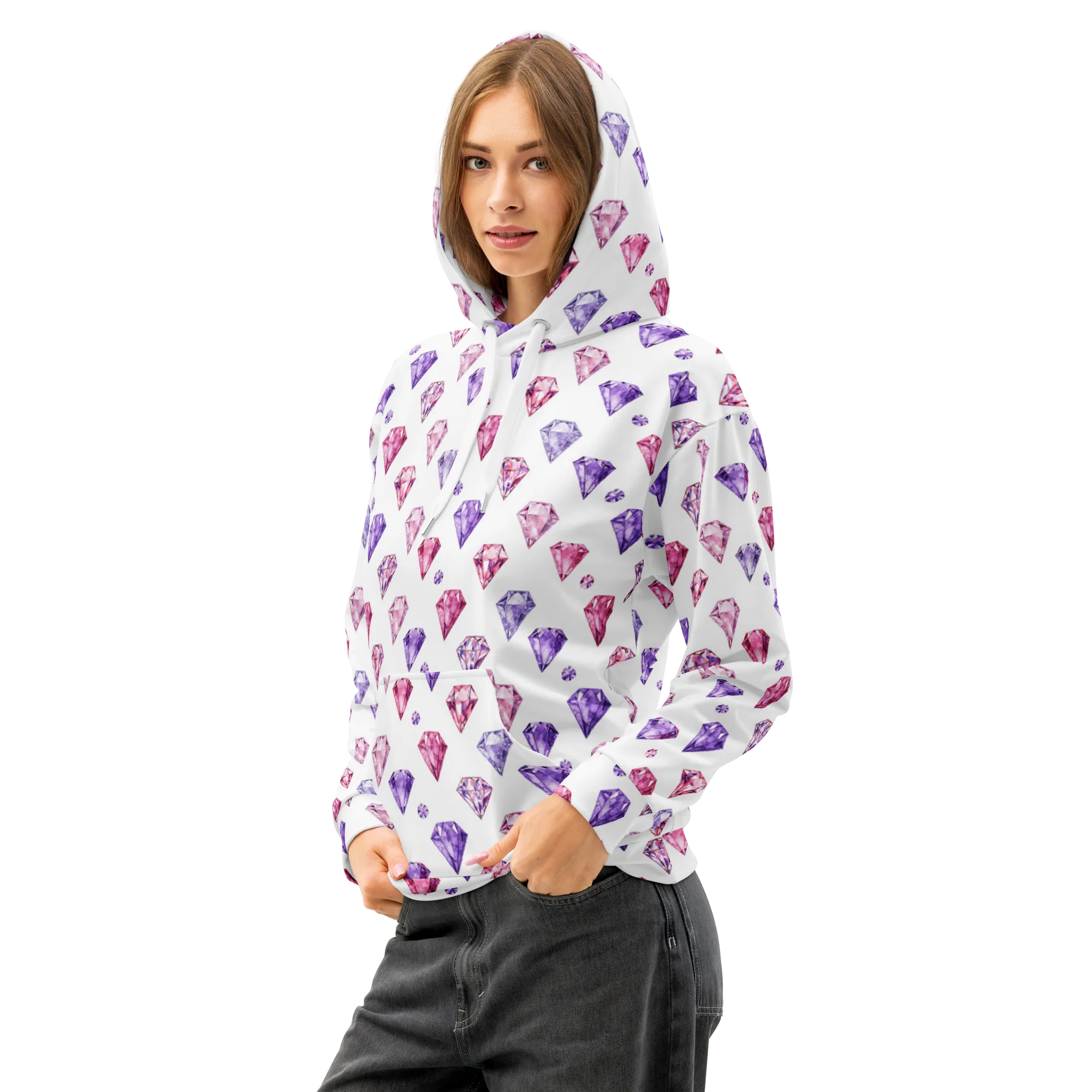 Diamond Daydream on Cotton Hoodie — Left Front