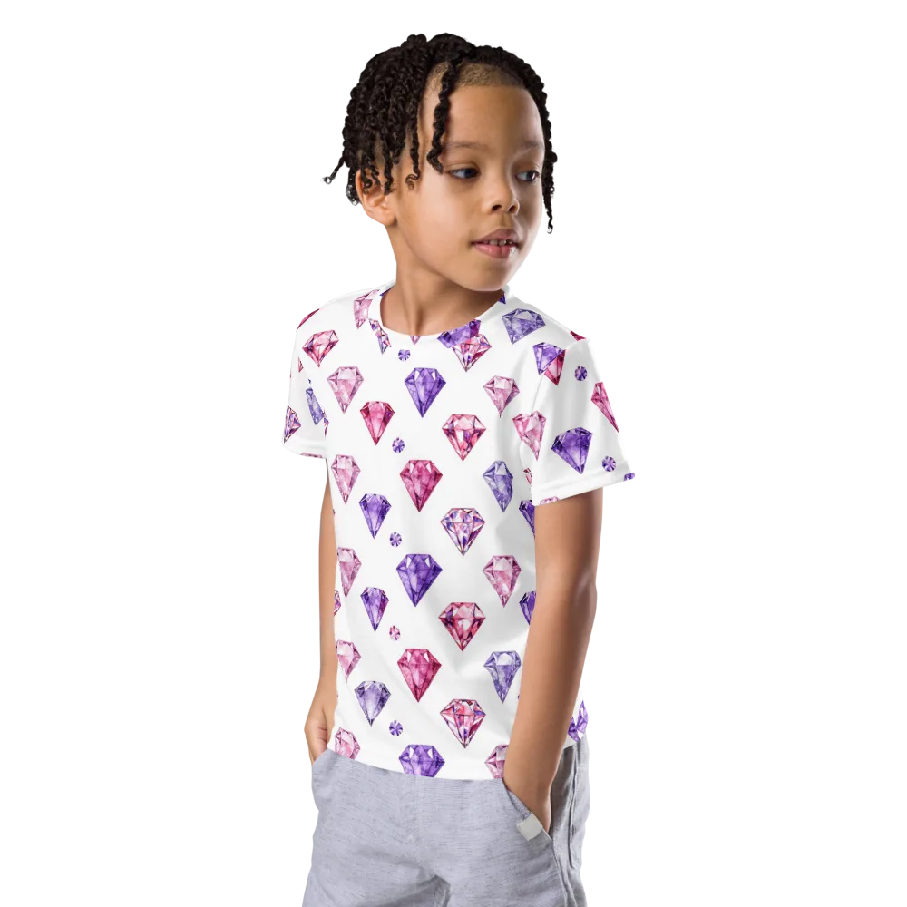 Diamond Daydream on Kids Crew Neck T-Shirt — Left Front