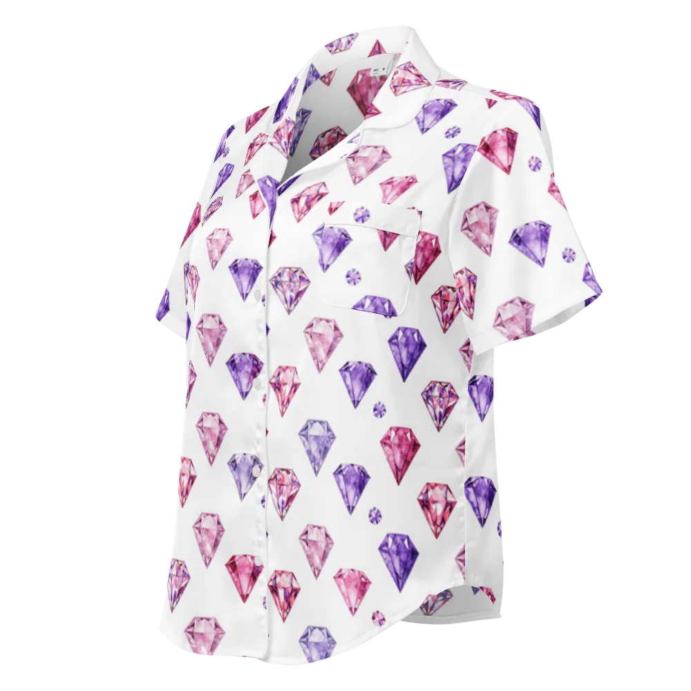 Diamond Daydream on Women's Short Sleeve Pajama Top — Left Front
