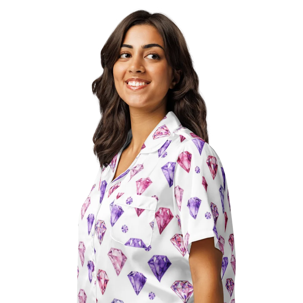 Diamond Daydream on Women's Short Sleeve Pajama Top — Left Front