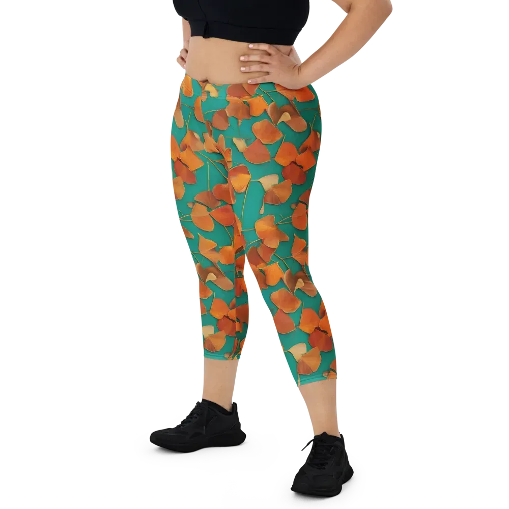 Copper Ginkgo on Capri Leggings — Front