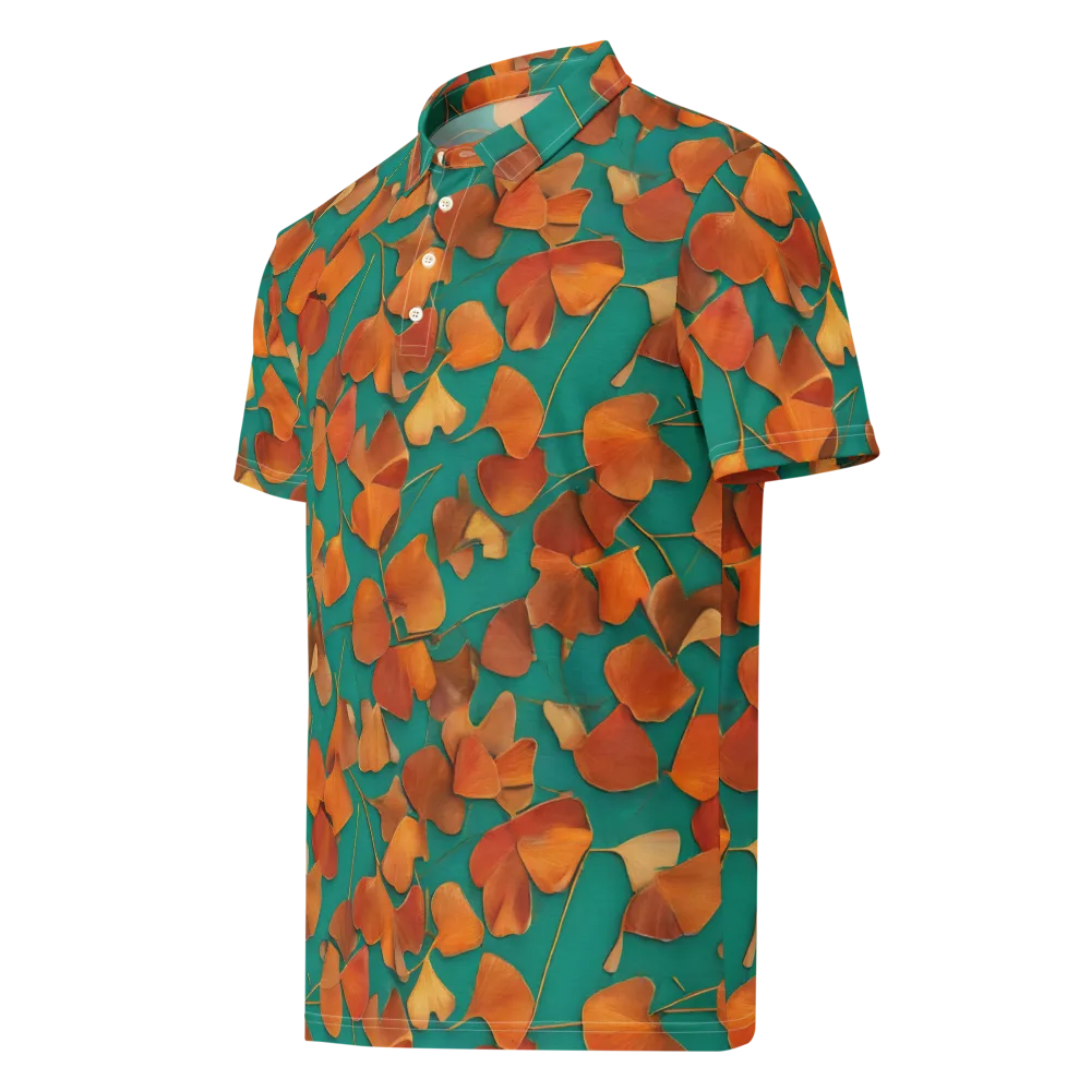 Copper Ginkgo on Men's Slim Fit Polo Shirt — Left Front