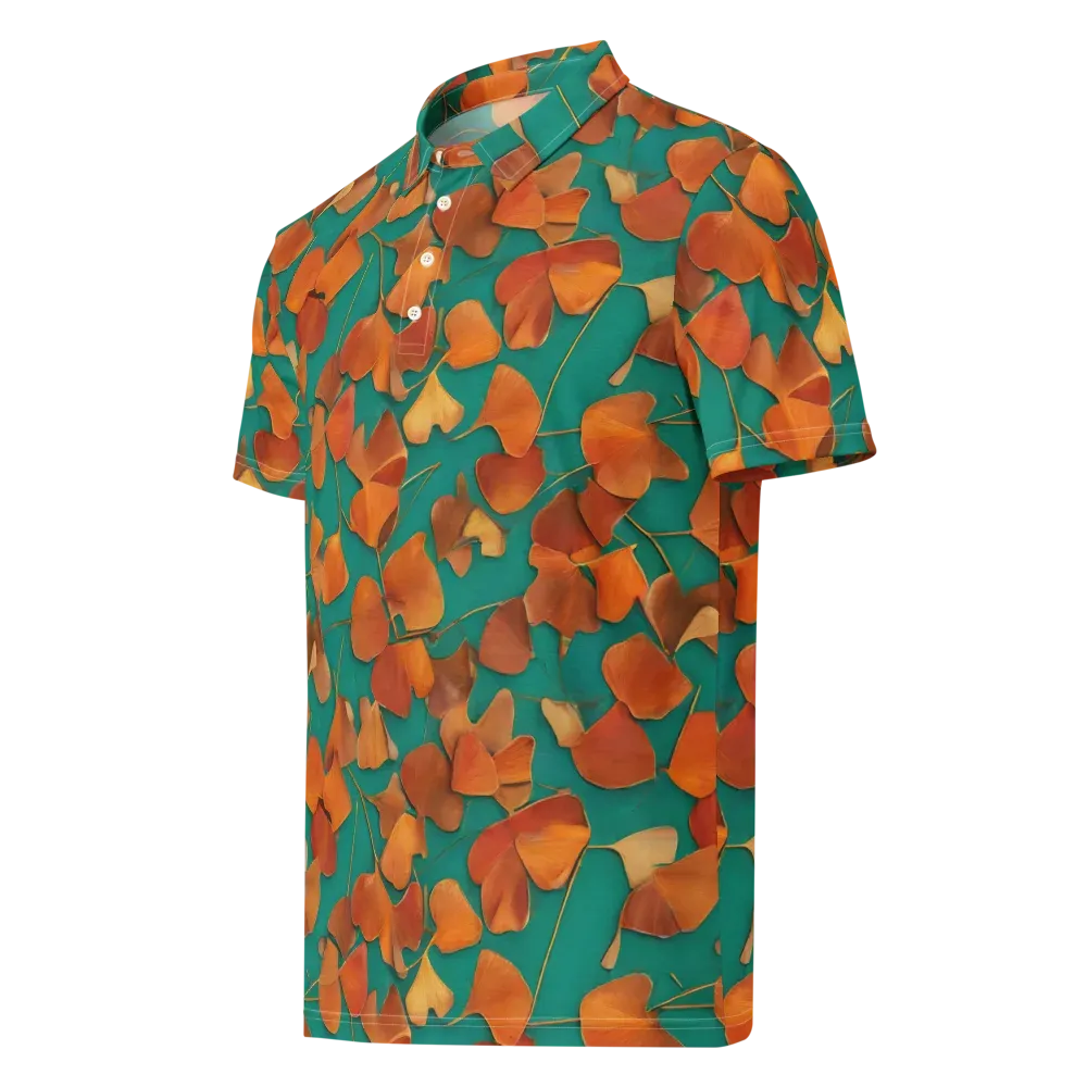 Copper Ginkgo on Men's Slim Fit Polo Shirt — Left Front