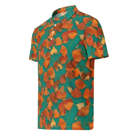Copper Ginkgo on a Men's Slim Fit Polo Shirt