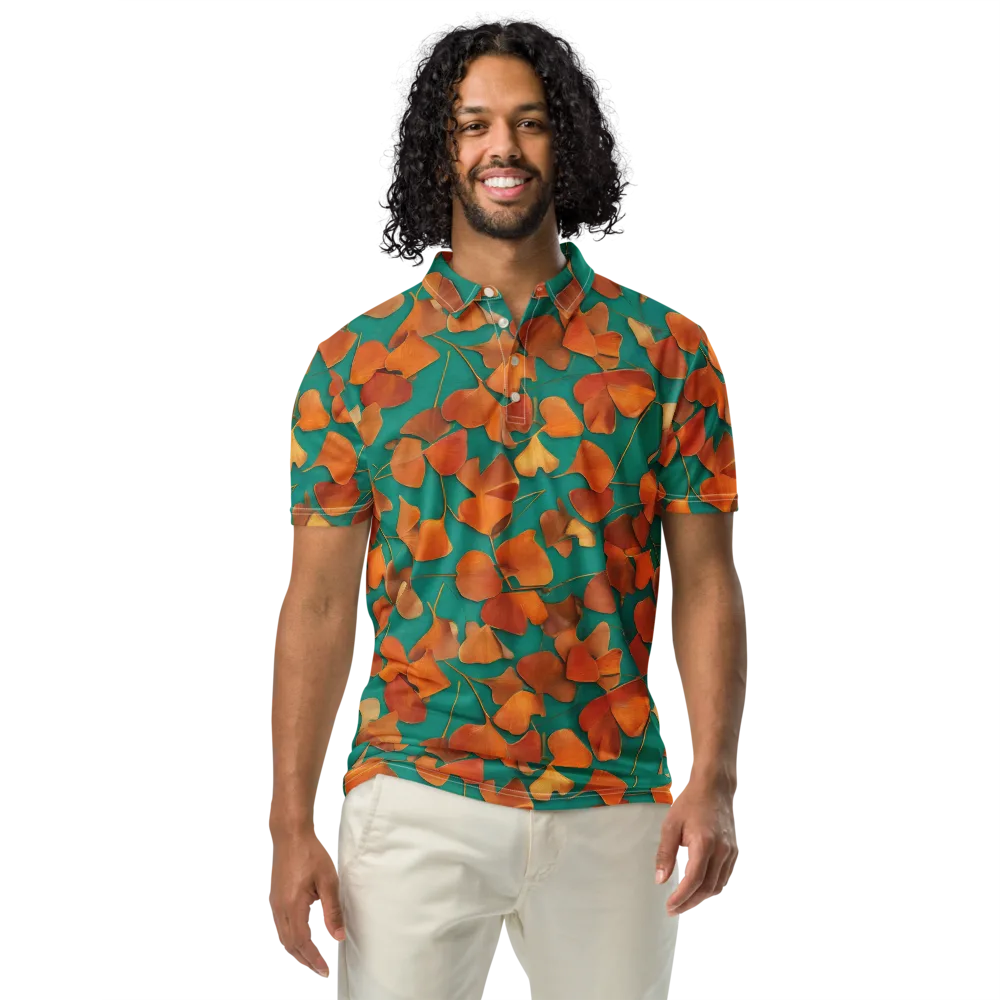 Copper Ginkgo on Men's Slim Fit Polo Shirt — Front
