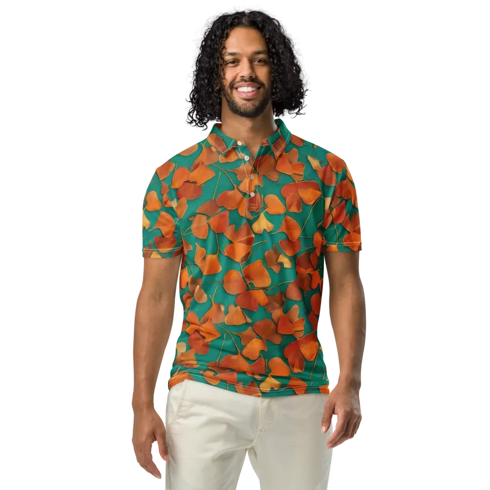 Copper Ginkgo on Men's Slim Fit Polo Shirt — Front