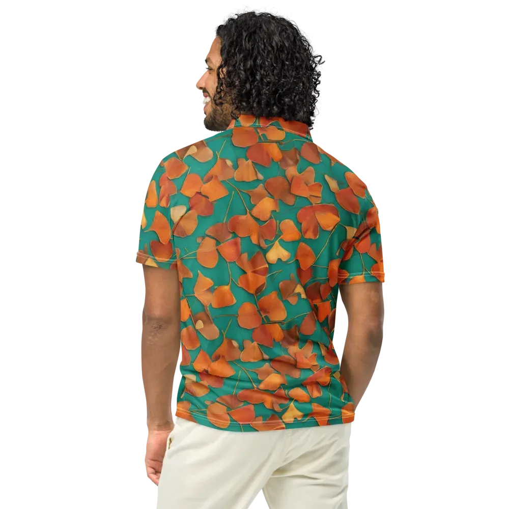 Copper Ginkgo on Men's Slim Fit Polo Shirt — Back