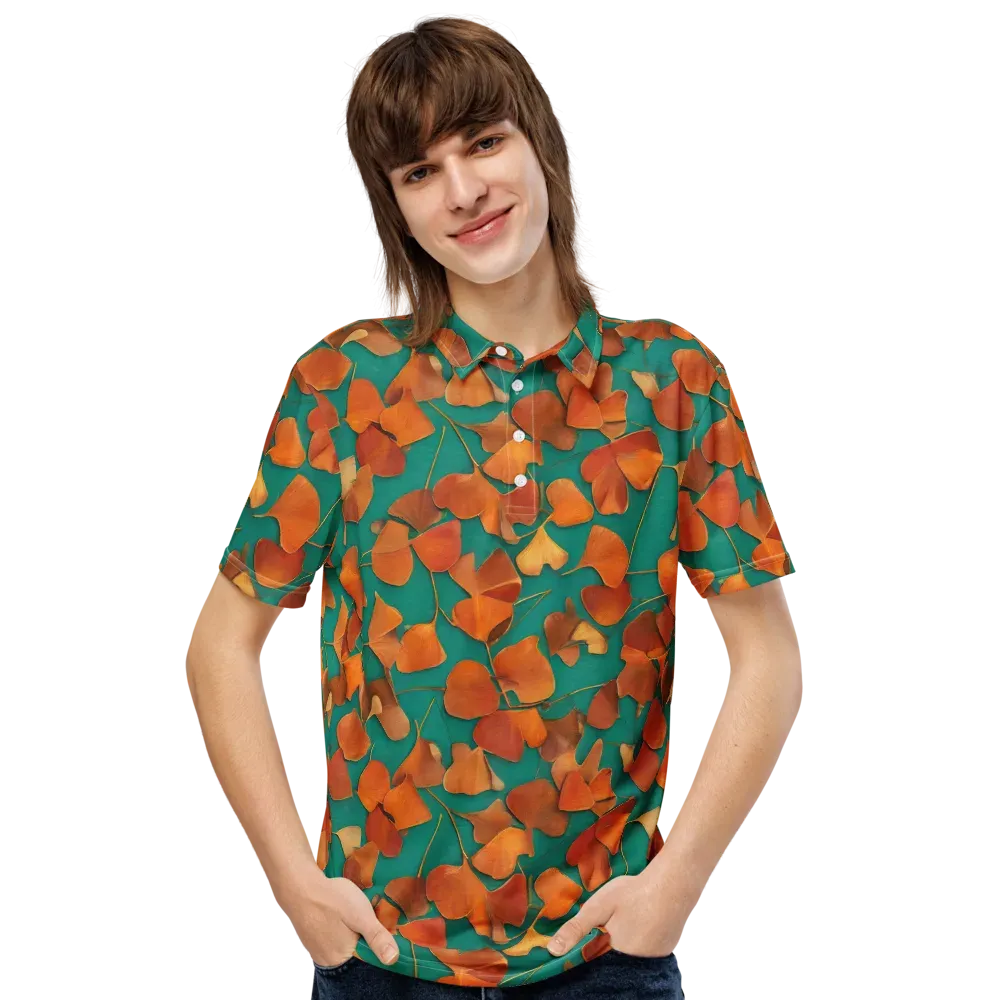 Copper Ginkgo on Men's Slim Fit Polo Shirt — Front