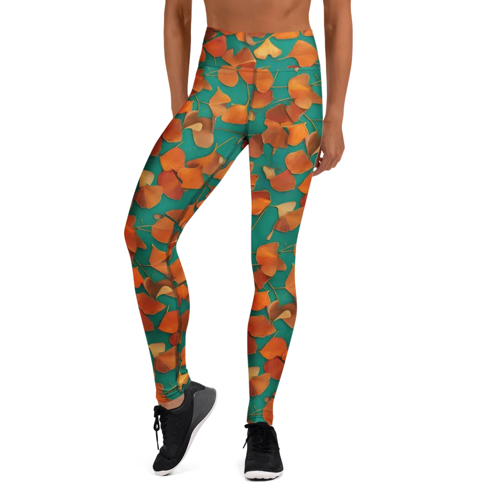 Copper Ginkgo on Yoga Leggings — Front