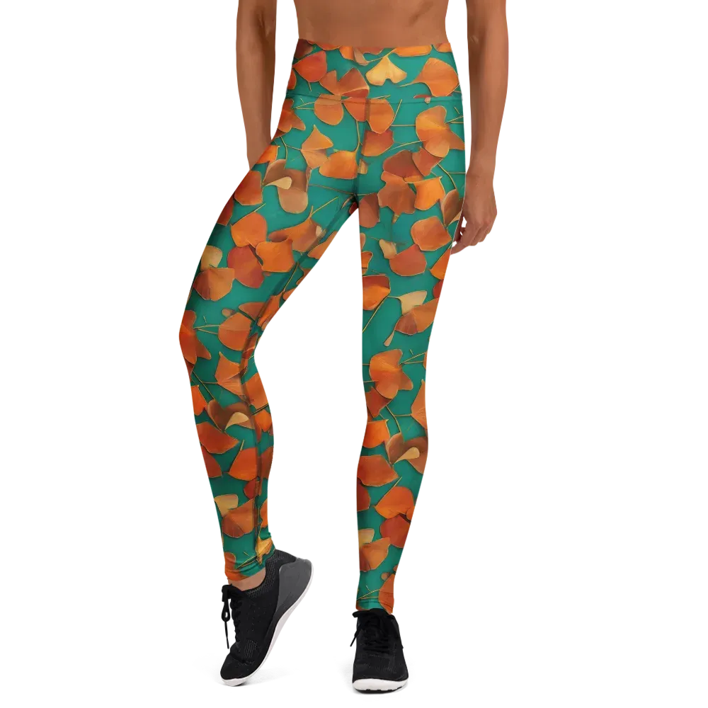 Copper Ginkgo on Yoga Leggings — Front
