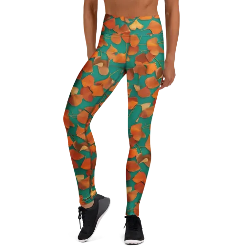 Copper Ginkgo on a Yoga Leggings