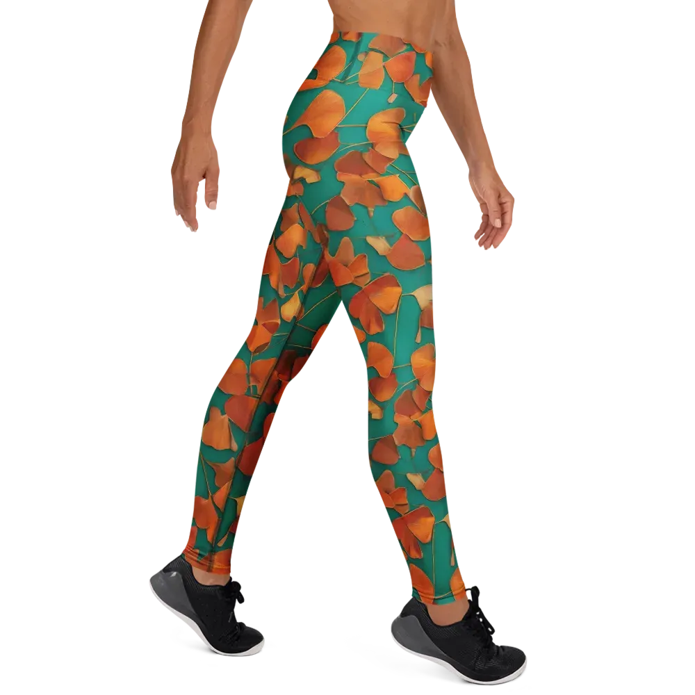 Copper Ginkgo on Yoga Leggings — Right
