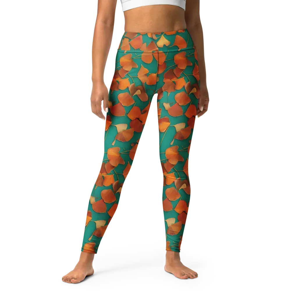 Copper Ginkgo on Yoga Leggings — Front