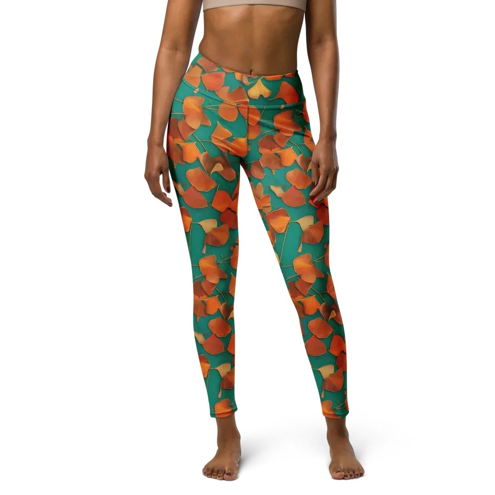 Copper Ginkgo on Yoga Leggings — Front