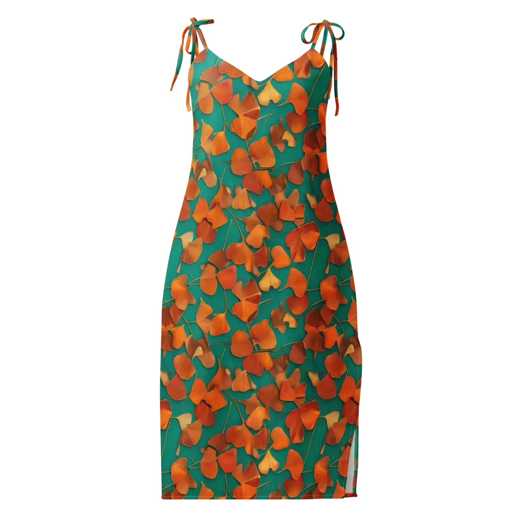 Copper Ginkgo on Slip Dress — Front