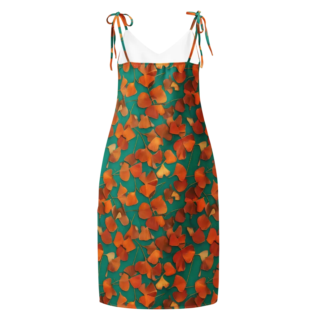 Copper Ginkgo on Slip Dress — Back