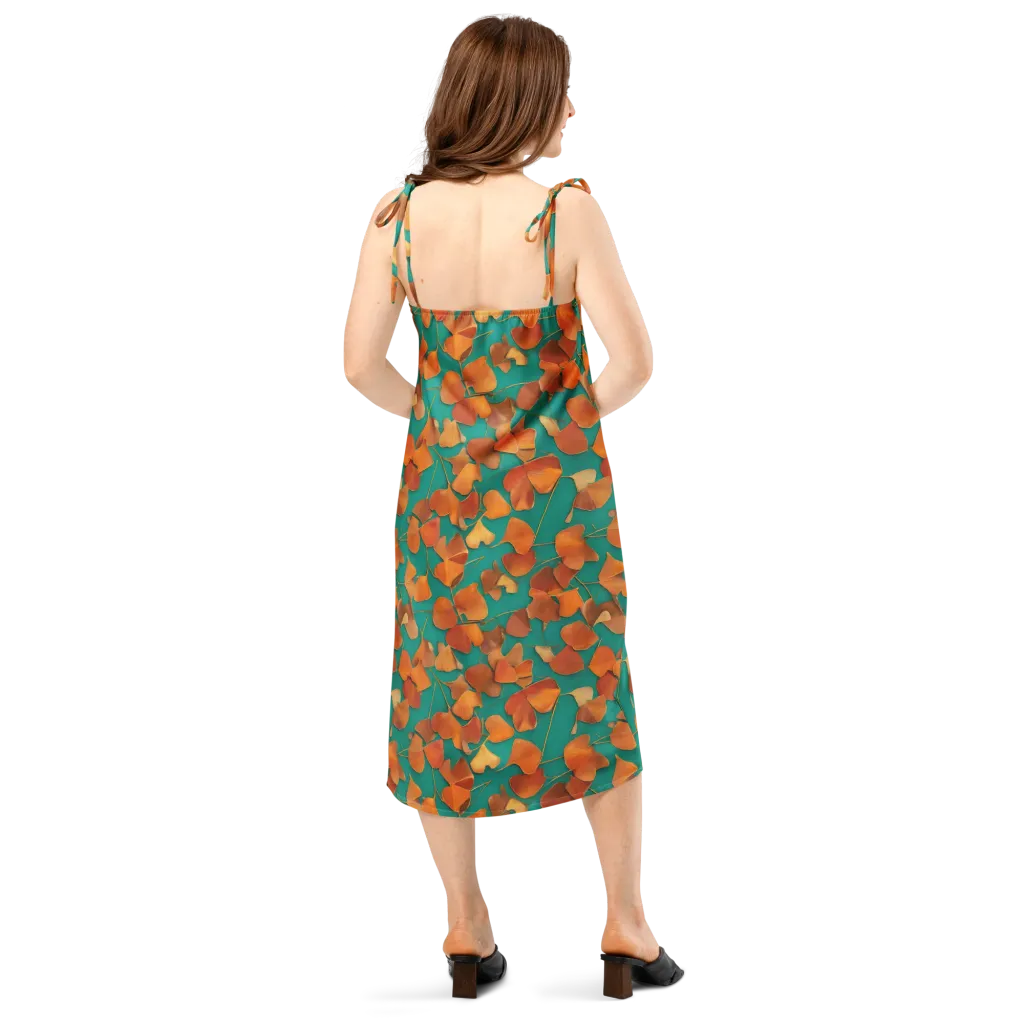 Copper Ginkgo on Slip Dress — Back