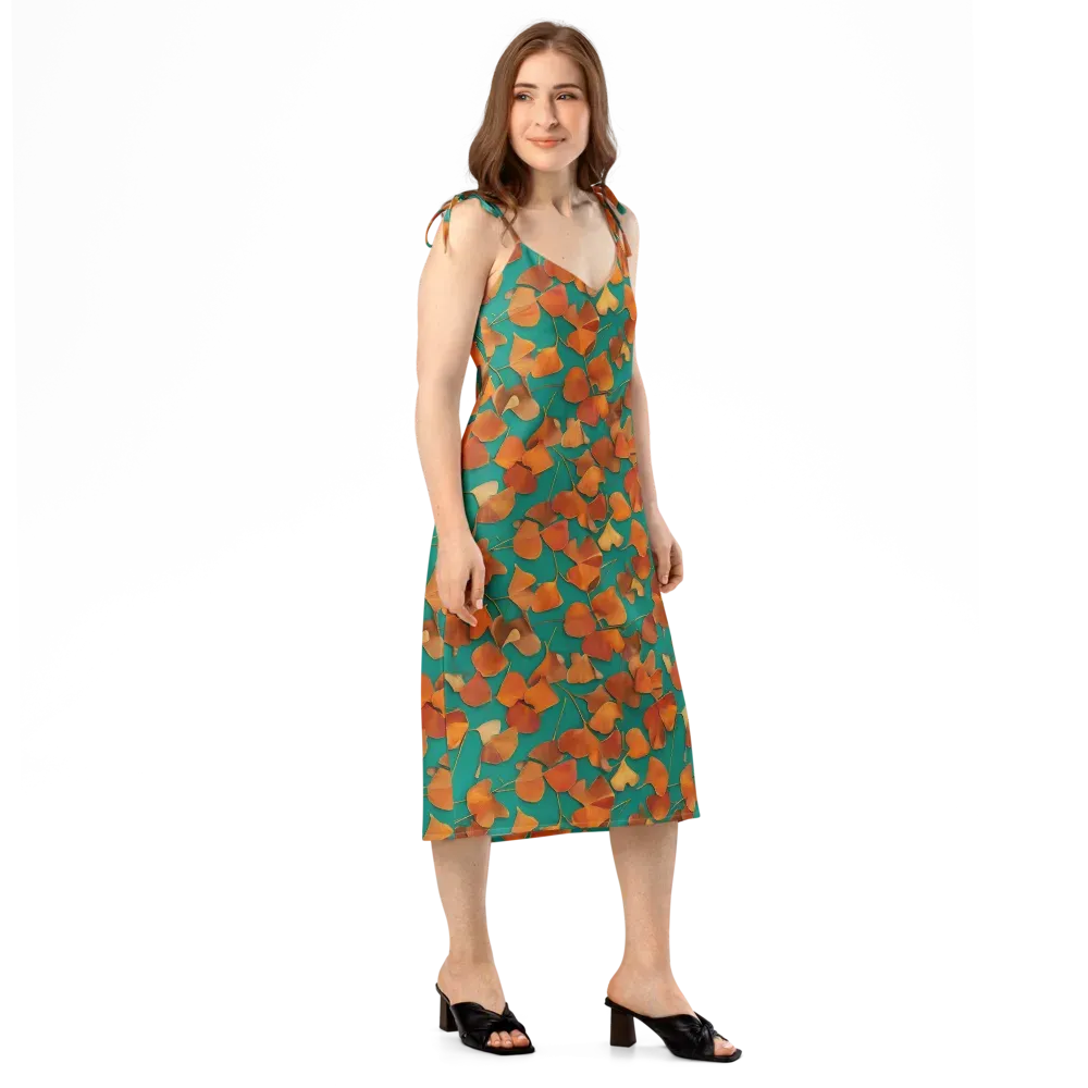 Copper Ginkgo on Slip Dress — Right Front