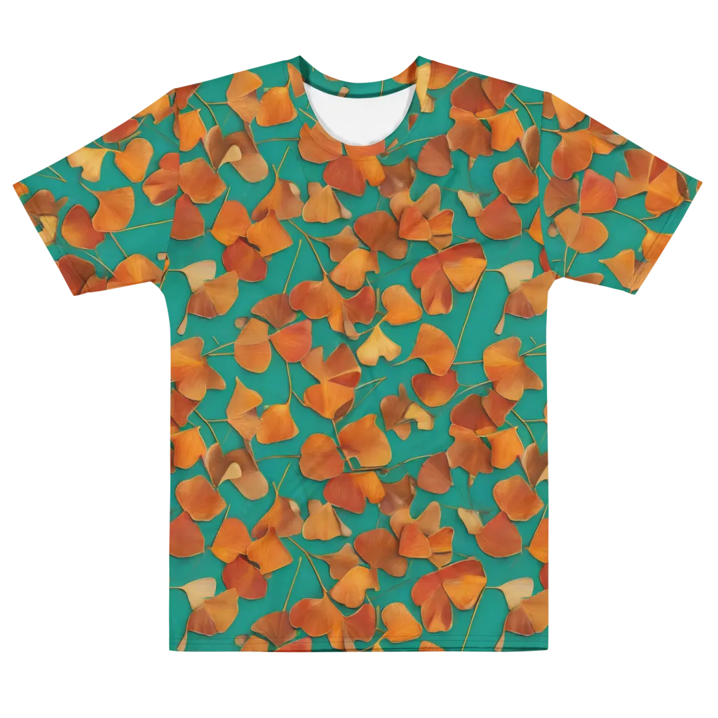 Copper Ginkgo on Men's Cotton Crew Neck T-Shirt — Front