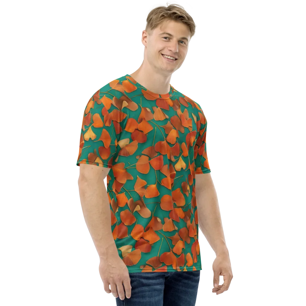 Copper Ginkgo on Men's Crew Neck T-Shirt — Right