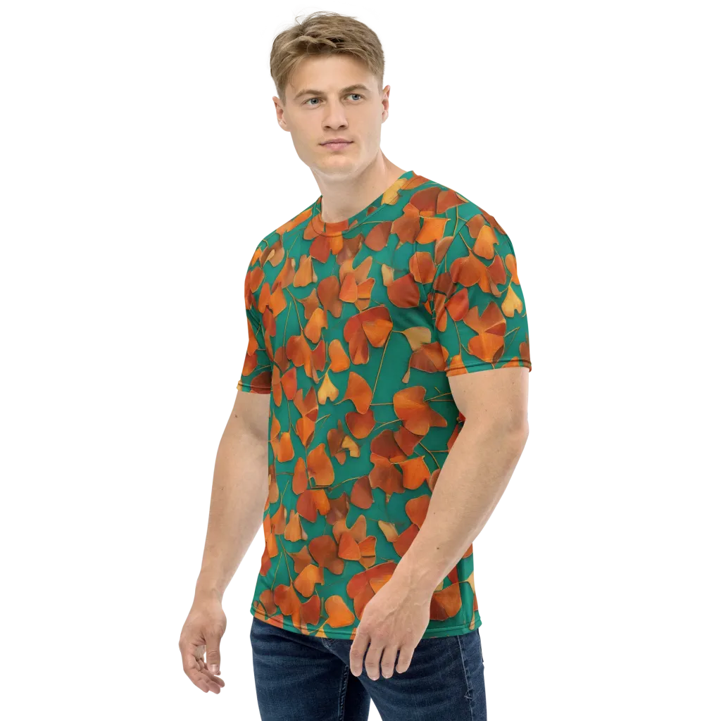 Copper Ginkgo on Men's Crew Neck T-Shirt — Left