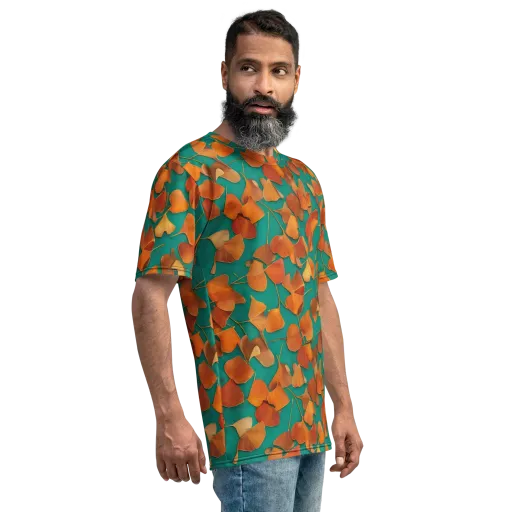Copper Ginkgo on a Men's Crew Neck T-Shirt