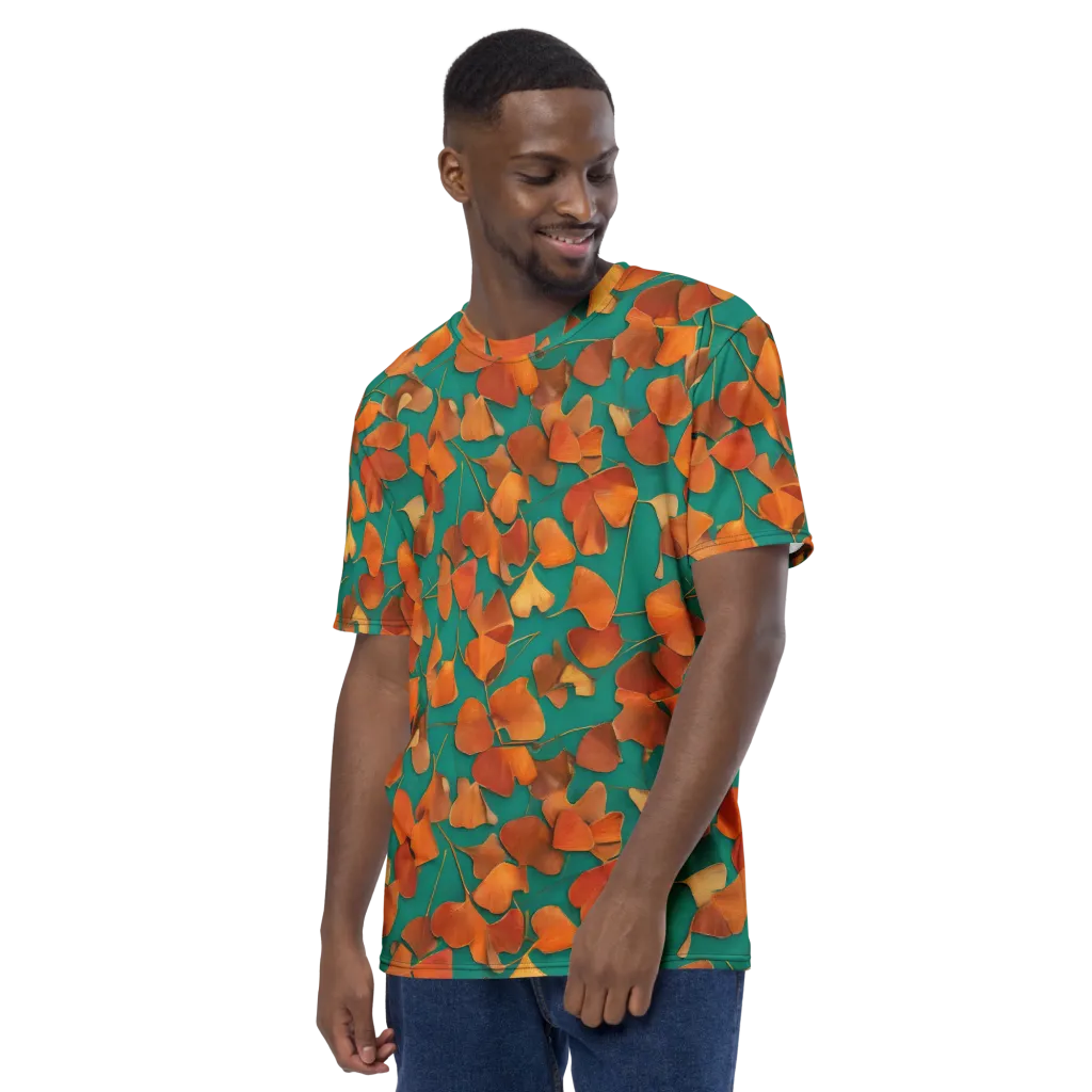 Copper Ginkgo on Men's Crew Neck T-Shirt — Left