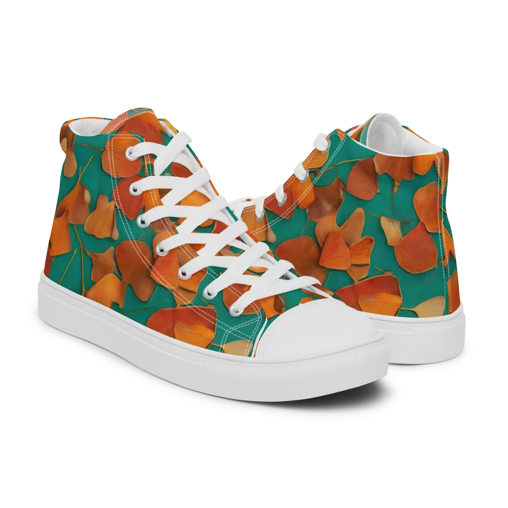 Copper Ginkgo on Men's High Top Canvas Shoes — Right