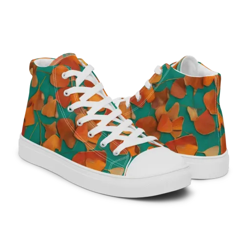 Copper Ginkgo on a Men's High Top Canvas Shoes