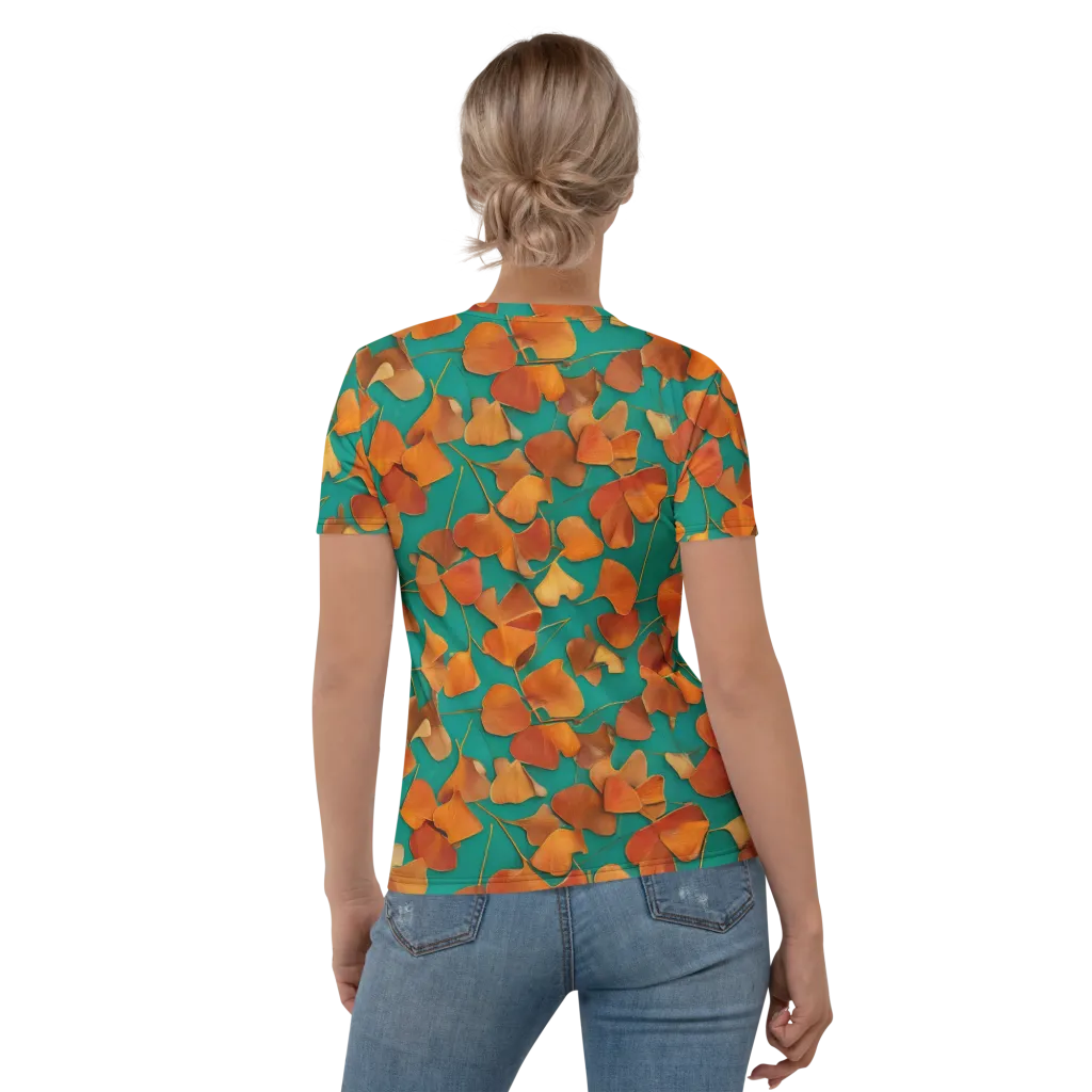 Copper Ginkgo on Women's Crew Neck T-Shirt — Back