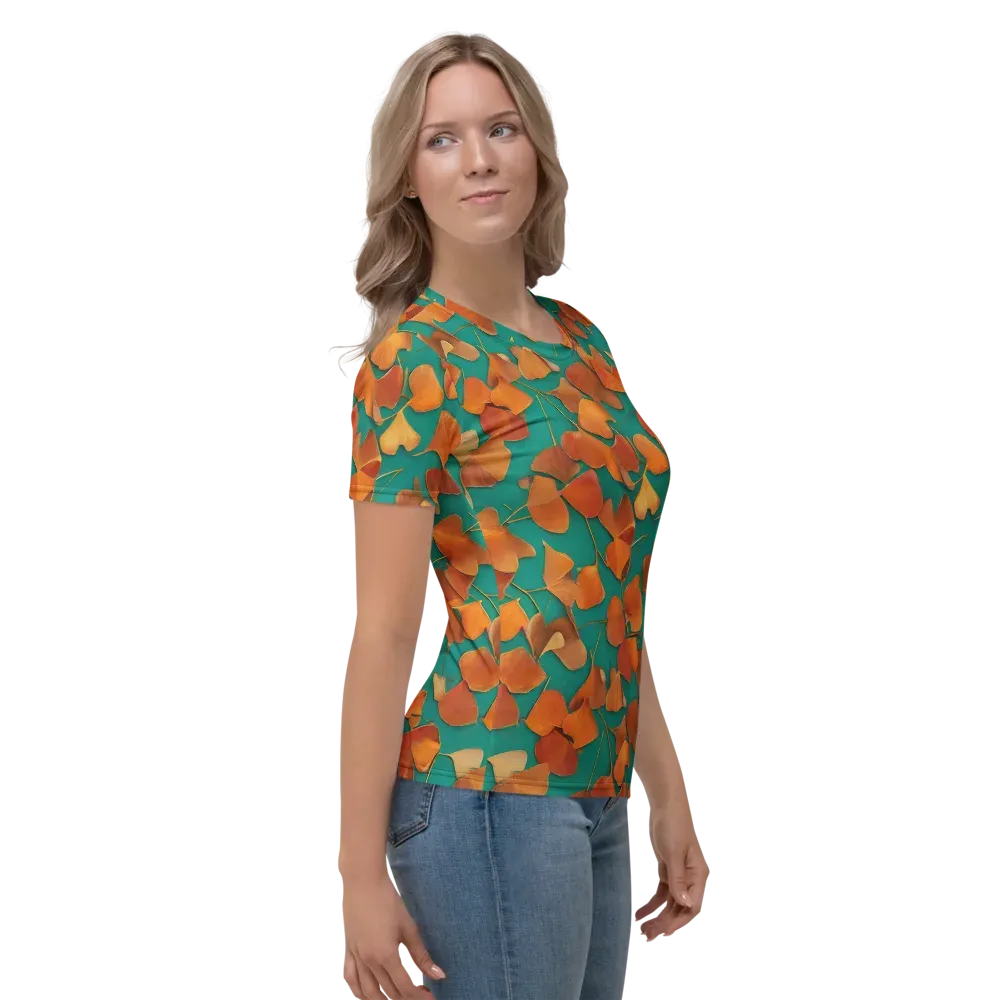 Copper Ginkgo on Women's Crew Neck T-Shirt — Right