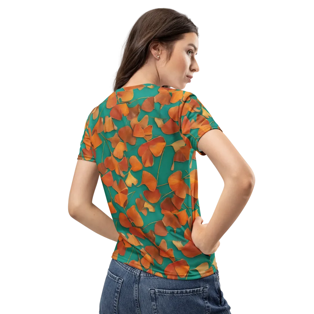 Copper Ginkgo on Women's Crew Neck T-Shirt — Back